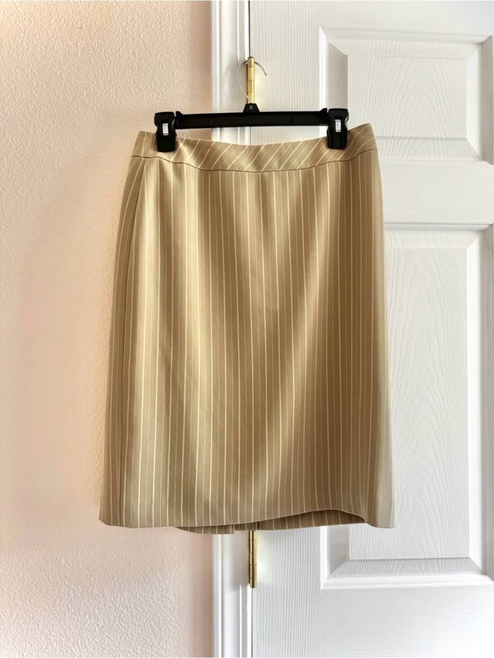 Vintage Caslon Tan Pencil Pinstriped Skirt Womens Size 8